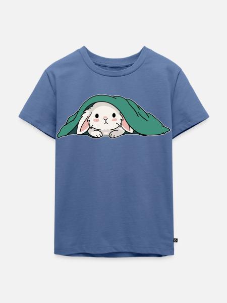 Hase unter der Decke - Kinder Premium Bio T-Shirt - Taubenblau