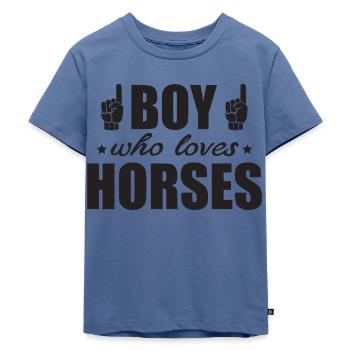 Boy Who Loves Horses - Kids Premium Organic T-Shirt - stone blue - Front - Mikhail (115cm)