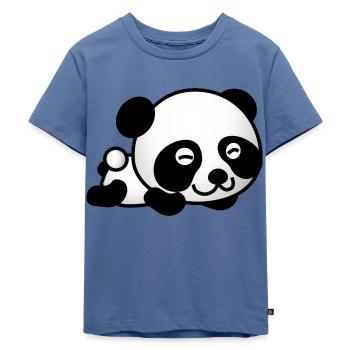 süßer Panda - Kinder Premium Bio T-Shirt - Taubenblau - Vorne - Mikhail (115cm)