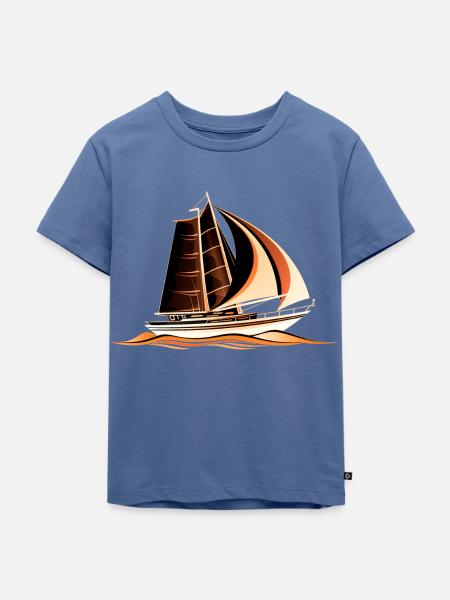 Segelboot - Kinder Premium Bio T-Shirt - Taubenblau