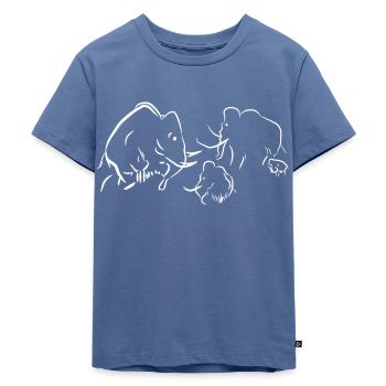 Familie Mammut - Kinder Premium Bio T-Shirt - Taubenblau - Vorne - Mikhail (115cm)