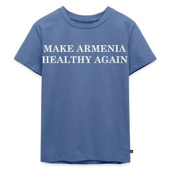 Make Armenia Healthy Again - Kids Premium Organic T-Shirt - stone blue - Front - Mikhail (115cm)