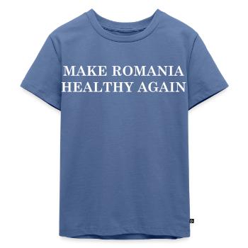 Make Romania Healthy Again - Kids Premium Organic T-Shirt - stone blue - Front - Mikhail (115cm)