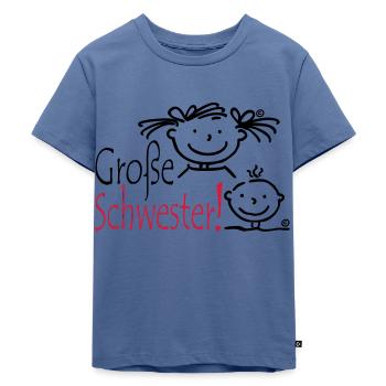 Grosse Schwester - Kinder Premium Bio T-Shirt - Taubenblau - Vorne - Mikhail (115cm)