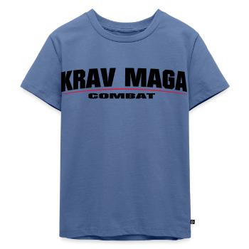 Krav Maga Fighter Combat - Kinder Premium Bio T-Shirt - Taubenblau - Vorne - Mikhail (115cm)