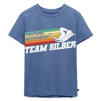 Silber Schwimmer Prüfung Silber Schwimmabzeichen - Kinder Premium Bio T-Shirt - Taubenblau - Vorne - Mikhail (115cm)