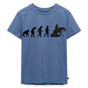 Evolution Sliding Stop Reining - Kinder Premium Bio T-Shirt - Taubenblau - Vorne - Mikhail (115cm)
