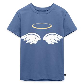 Engel Engelsflügel Heiligenschein Unschuldig - Kinder Premium Bio T-Shirt - Taubenblau - Vorne - Mikhail (115cm)