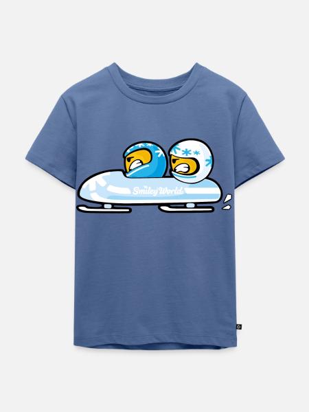 Smiley Bobsleigh - Kinder Premium Bio T-Shirt - Taubenblau