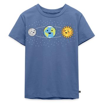 Moon Earth Sun Sweet | Moon Earth Sun Cute - Kids Premium Organic T-Shirt - stone blue - Front - Mikhail (115cm)