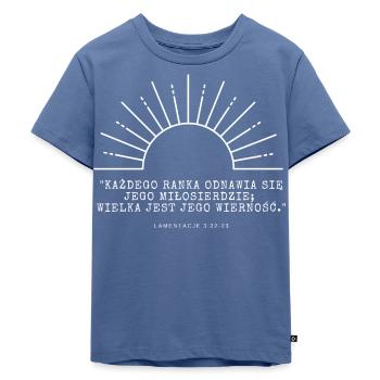 Christliches T-Shirt, Bibelzitat, Klage - Kinder Premium Bio T-Shirt - Taubenblau - Vorne - Mikhail (115cm)