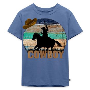 Cowboy - Kinder Premium Bio T-Shirt - Taubenblau - Vorne - Mikhail (115cm)