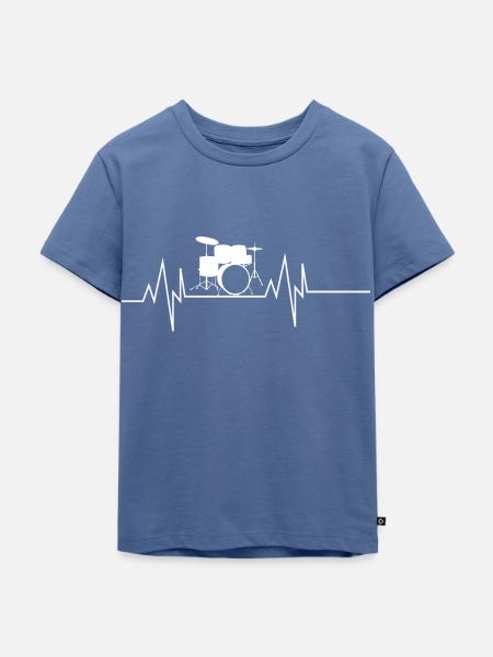 Schlagzeug Herzschlag - Kinder Premium Bio T-Shirt - Taubenblau