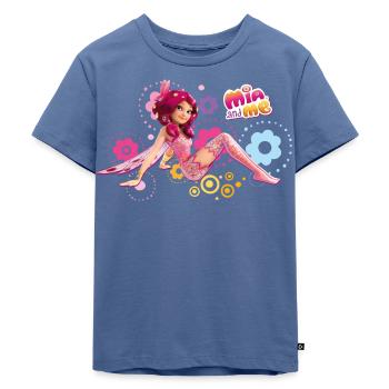 Mia and me Elfe Mia Sitzt In Blumen - Kinder Premium Bio T-Shirt - Taubenblau - Vorne - Mikhail (115cm)