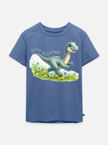 Dino Summer - Brachiosaurus - Kinder Premium Bio T-Shirt - Taubenblau