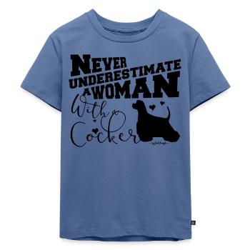 womancockerunderestimate2 - Kinder Premium Bio T-Shirt - Taubenblau - Vorne - Mikhail (115cm)