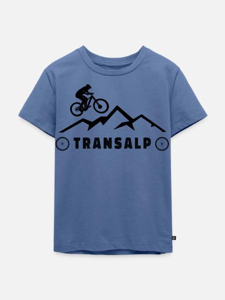 Transalp Alpenüberquerung mit Fahrrad - Kinder Premium Bio T-Shirt - Taubenblau