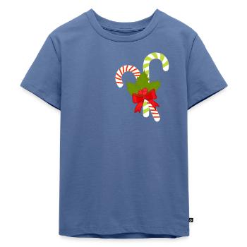 Zuckerstangen mit Mistelzweig - Kinder Premium Bio T-Shirt - Taubenblau - Vorne - Mikhail (115cm)