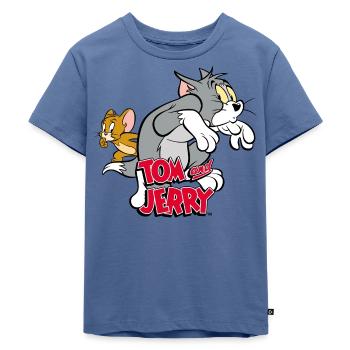 Tom Und Jerry Auf Samtpfoten - Kinder Premium Bio T-Shirt - Taubenblau - Vorne - Mikhail (115cm)