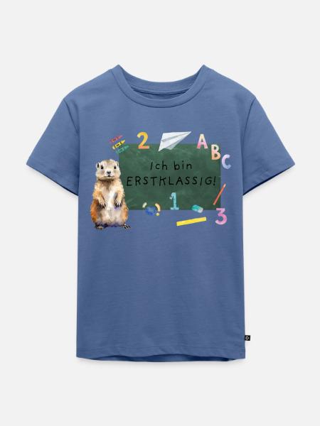 Schulanfang Murmeltier - Kinder Premium Bio T-Shirt - Taubenblau