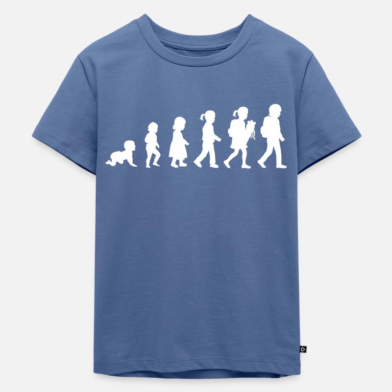 Evolution Schulkind Einschulung Mädchen - Kinder Premium Bio T-Shirt - Taubenblau