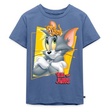 Tom Und Jerry Portrait - Kinder Premium Bio T-Shirt - Taubenblau - Vorne - Mikhail (115cm)