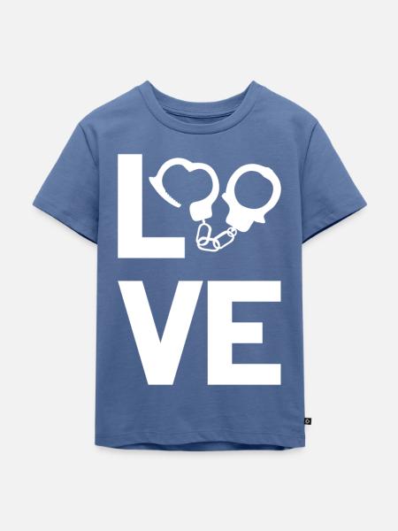Polizei Handschellen Love - Kinder Premium Bio T-Shirt - Taubenblau