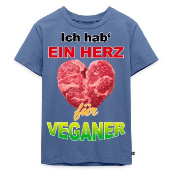 Ein Herz Für Veganer - dunkel - Kinder Premium Bio T-Shirt - Taubenblau - Vorne - Mikhail (115cm)