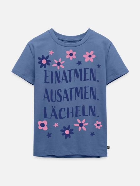 Einatmen Ausatmen Lächeln - Gefühlsregulation - Kinder Premium Bio T-Shirt - Taubenblau