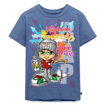 Junge Graffiti - Kinder Premium Bio T-Shirt - Taubenblau - Vorne - Mikhail (115cm)
