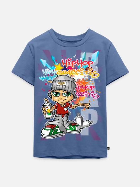 Junge Graffiti - Kinder Premium Bio T-Shirt - Taubenblau