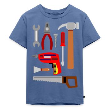 Werkzeugset für den perfekten Heimwerker - Kinder Premium Bio T-Shirt - Taubenblau - Vorne - Mikhail (115cm)