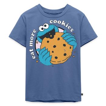 Sesamstraße Krümelmonster Eat More Cookies - Kinder Premium Bio T-Shirt - Taubenblau - Vorne - Mikhail (115cm)