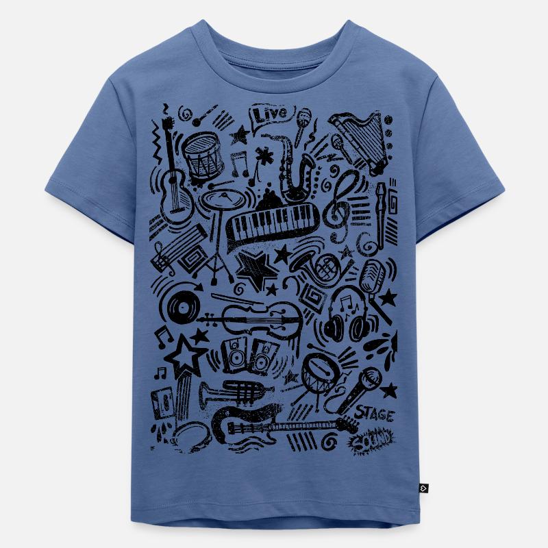 Music Doodle - Kinder Premium Bio T-Shirt - Taubenblau
