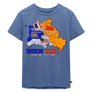 Berliner Mauer - Kinder Premium Bio T-Shirt - Taubenblau - Vorne - Mikhail (115cm)