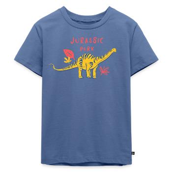 Jurassic Park Brachiosaurus Gelb Und Blau - Kinder Premium Bio T-Shirt - Taubenblau - Vorne - Mikhail (115cm)