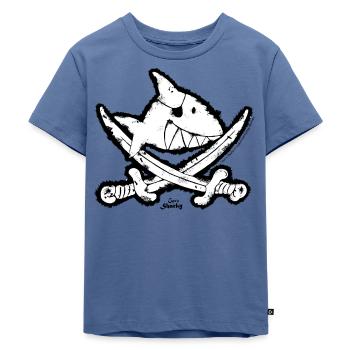Käpt'n Sharky Flagge Haifisch - Kinder Premium Bio T-Shirt - Taubenblau - Vorne - Mikhail (115cm)
