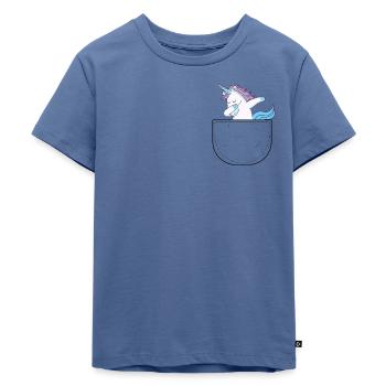 Einhorn in der Tasche - Kinder Premium Bio T-Shirt - Taubenblau - Vorne - Mikhail (115cm)