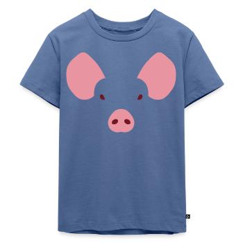 Schwein - Kinder Premium Bio T-Shirt - Taubenblau - Vorne - Mikhail (115cm)