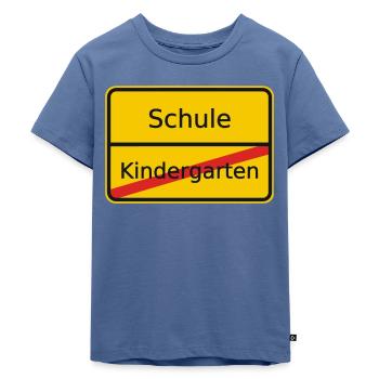 Kindergarten Ortsschild Schule - Kinder Premium Bio T-Shirt - Taubenblau - Vorne - Mikhail (115cm)