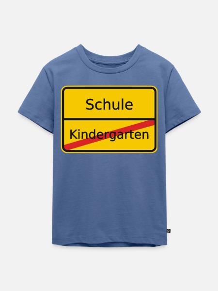 Kindergarten Ortsschild Schule - Kinder Premium Bio T-Shirt - Taubenblau