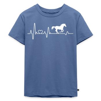 Pferd Herzschlag Reiter Reiterin Reitsport reiten - Kinder Premium Bio T-Shirt - Taubenblau - Vorne - Mikhail (115cm)