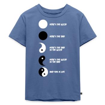 Yin Yang - Kinder Premium Bio T-Shirt - Taubenblau - Vorne - Mikhail (115cm)