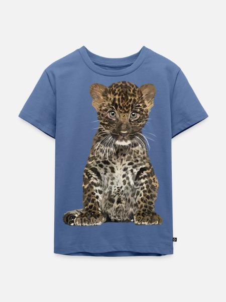 Leopard - Kinder Premium Bio T-Shirt - Taubenblau