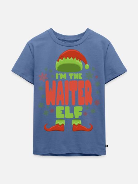 Kellner Weihnachtself - Kinder Premium Bio T-Shirt - Taubenblau