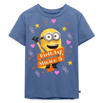 Minions Birthday Minion 6 - Kinder Premium Bio T-Shirt - Taubenblau - Vorne - Mikhail (115cm)