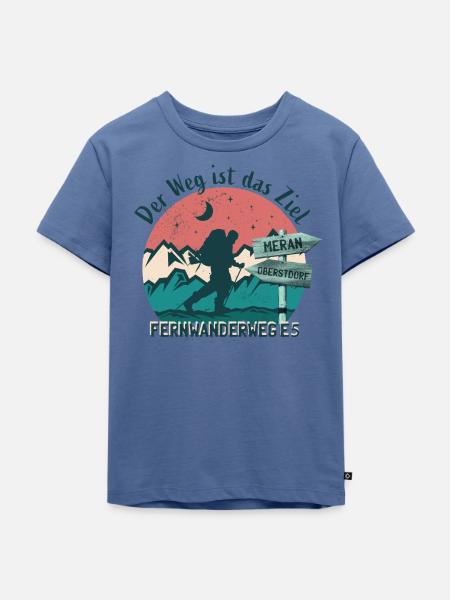 Der Weg ist das Ziel Fernwanderweg E5 Transalp - Kinder Premium Bio T-Shirt - Taubenblau
