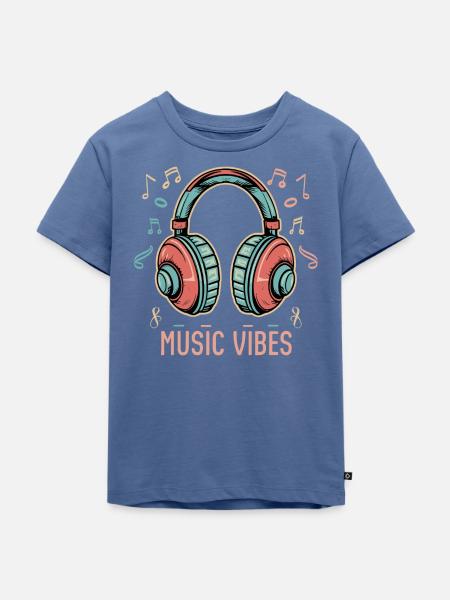 Music Vibes - Kopfhörer - Kinder Premium Bio T-Shirt - Taubenblau