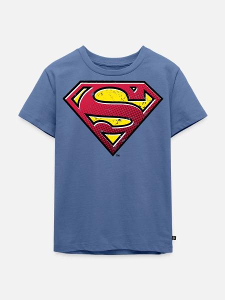 Superman S-Shield Used Look - Kinder Premium Bio T-Shirt - Taubenblau