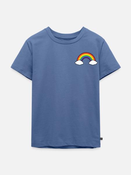 Rainbow Regenbogen - Kinder Premium Bio T-Shirt - Taubenblau